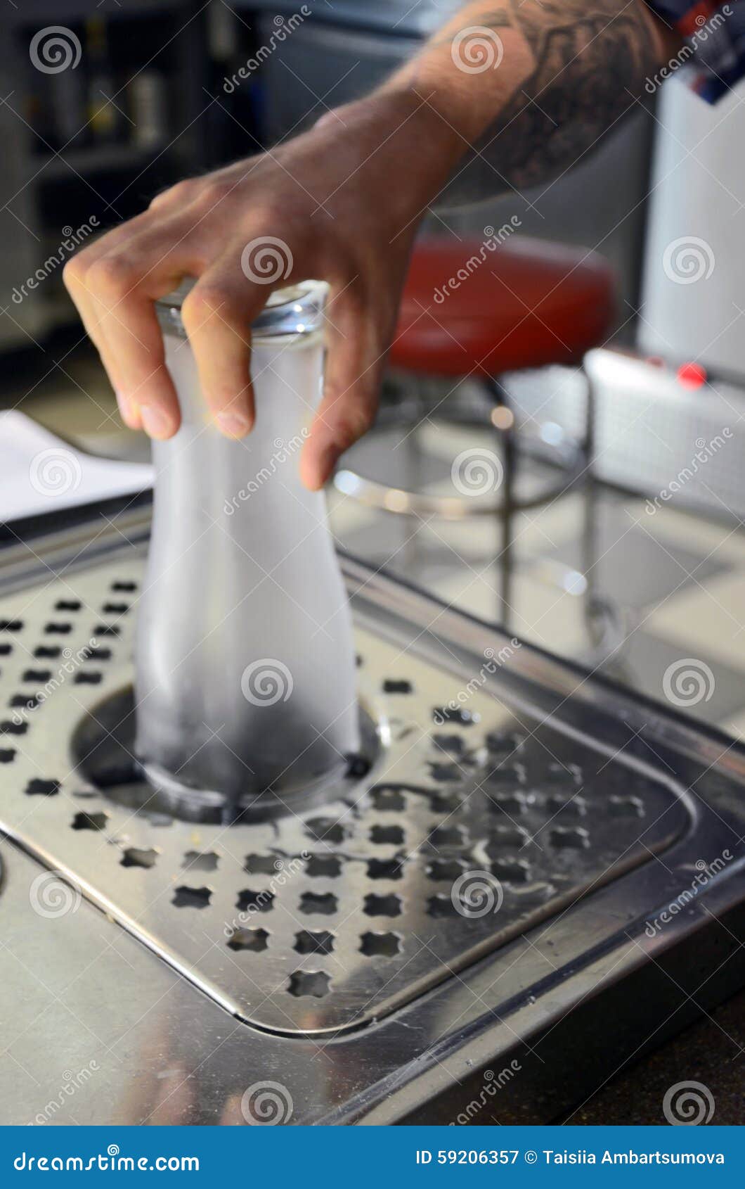 Bar glass washer stock image. Image of metallic bartender 59206357