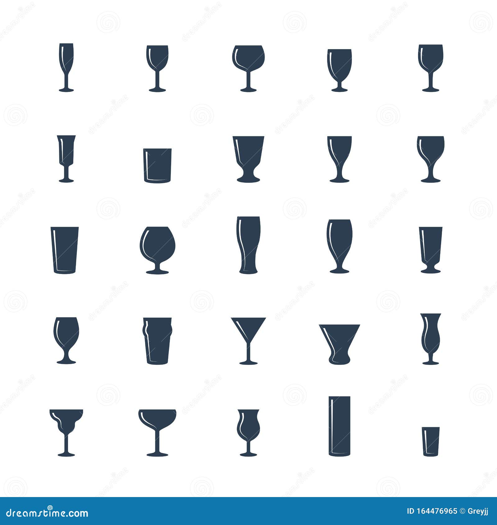 Bar glasses icon set stock vector. Illustration of bartending 164476965
