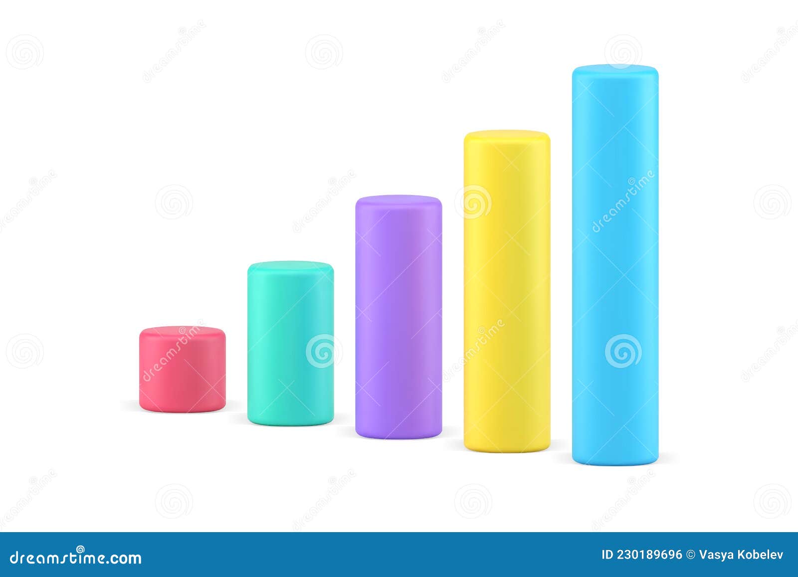 bar graphs chart 3d icon. multicolored vertical bars representating data
