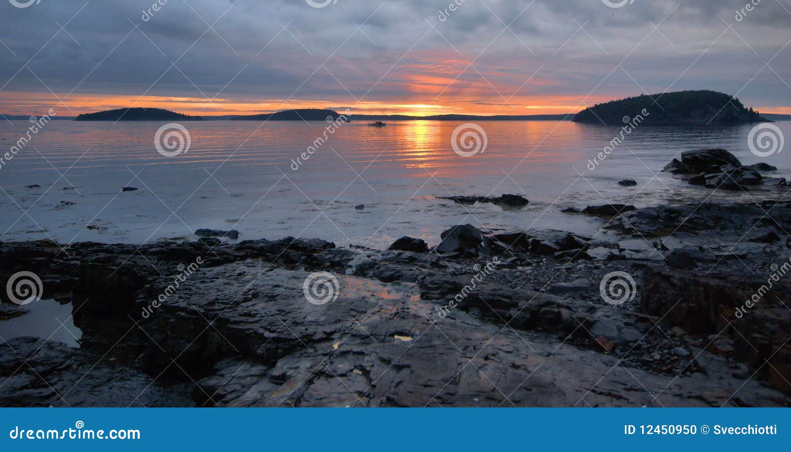 Bar Harbor Sunrise stock photo. Image of america, ocean 12450950