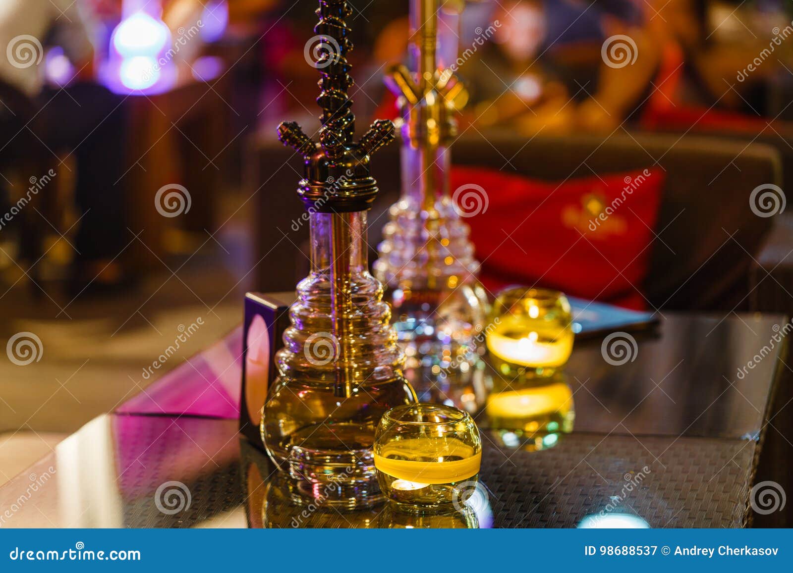 Bar For Smoking A Hookah. The Background Is Blurred Stock Image.
