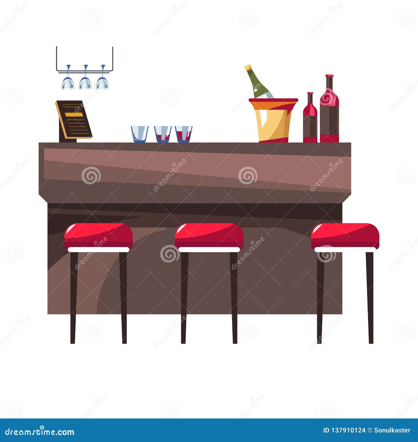 hotel restaurant bar stools champagne and wine stock vector