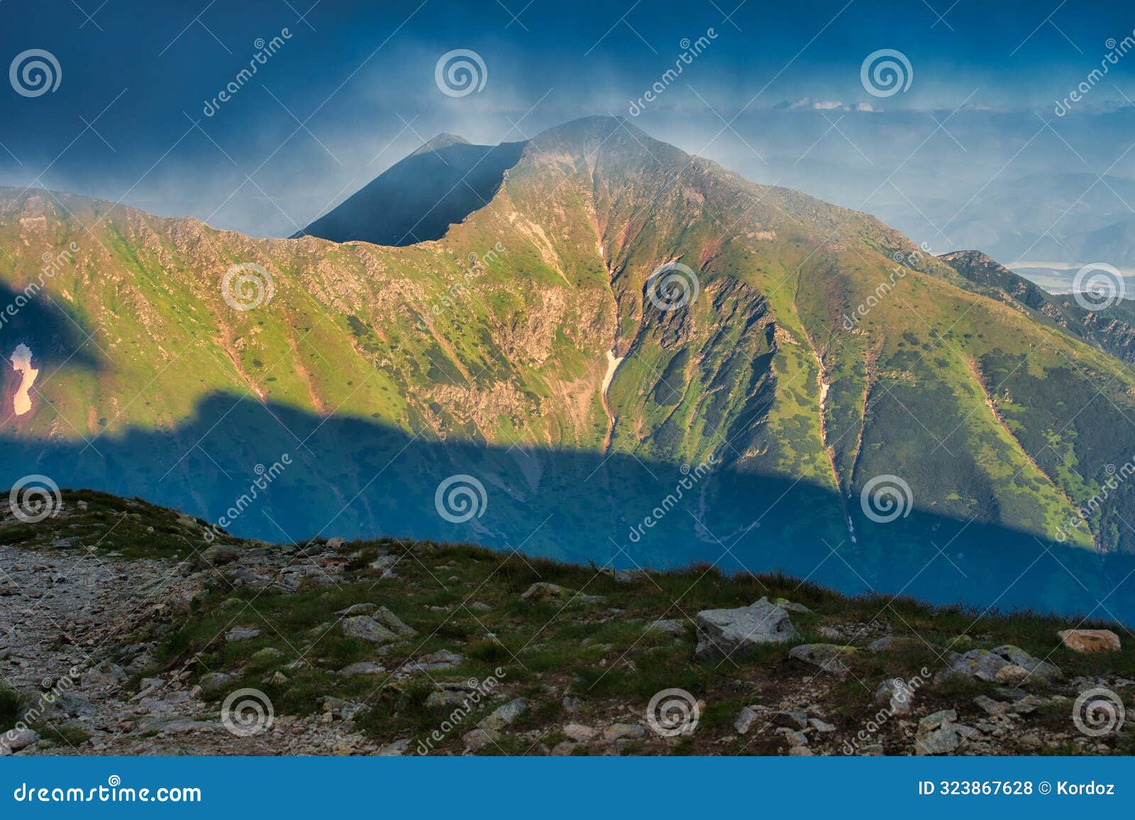 baranec peak as viewed from hruba kopa during summer evening