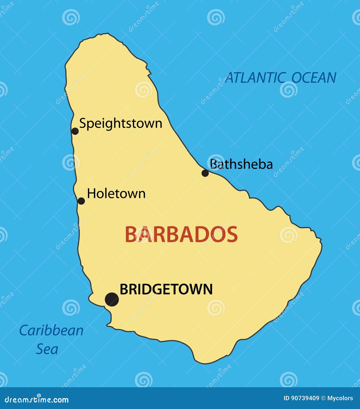 Barbados Mapa Do Vetor Do País Ilustração do Vetor Ilustração de barbados, terra 90739409