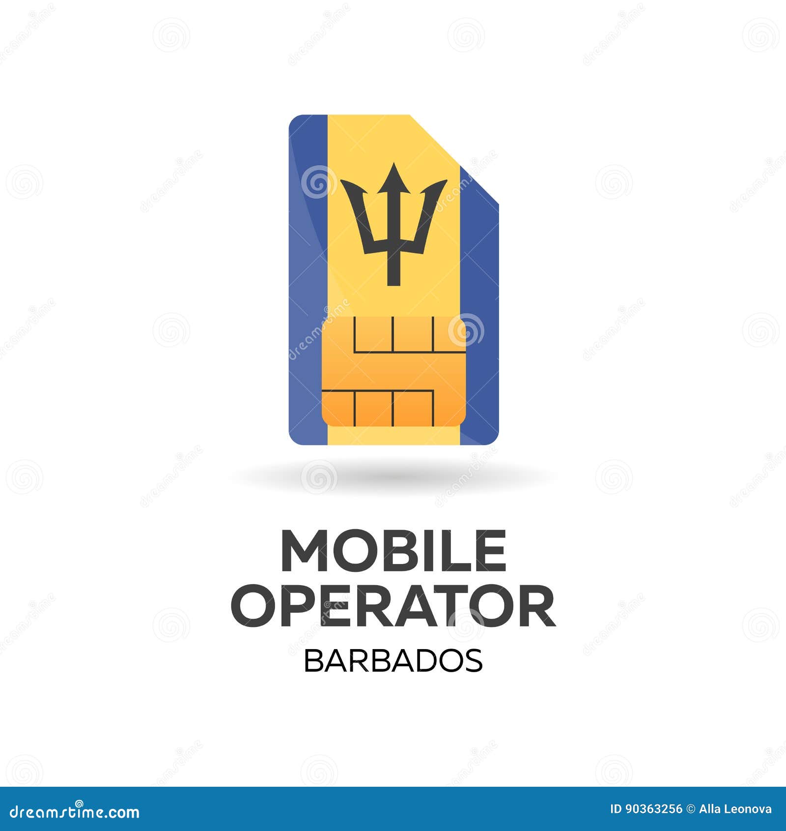 Barbados Mobile Operator. SIM Card with Flag. Vector Illustration