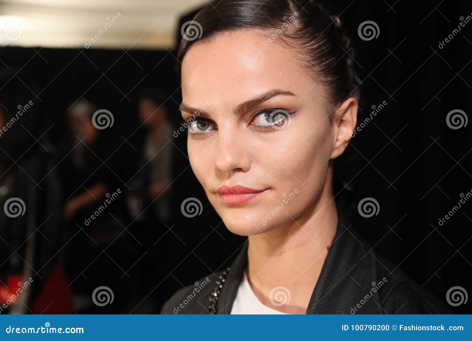 Barbara Fialho Posing Backstage for the Philipp Plein Fashion Show
