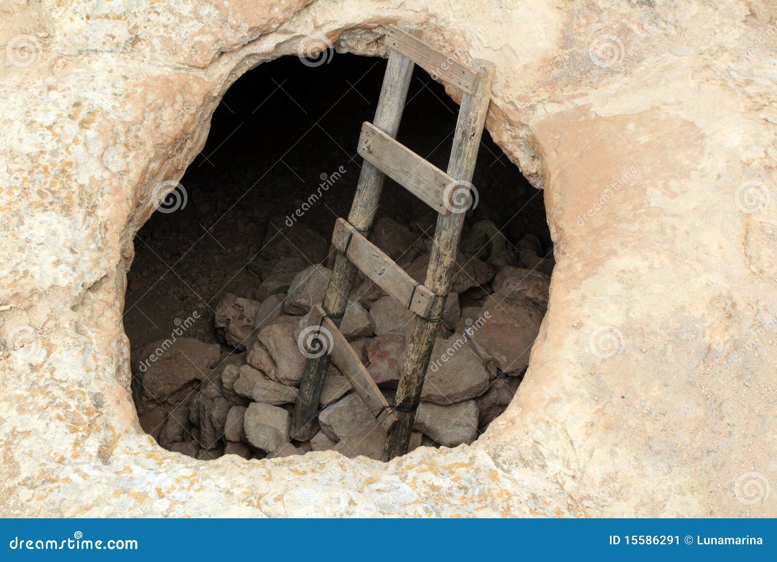 barbaria cape cave hole aged wood steps