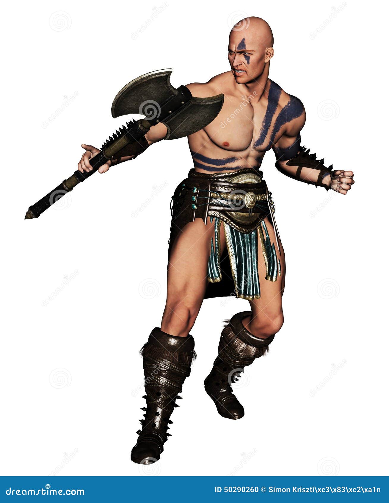 Barbarian warrior with axe stock illustration. Illustration of ancient