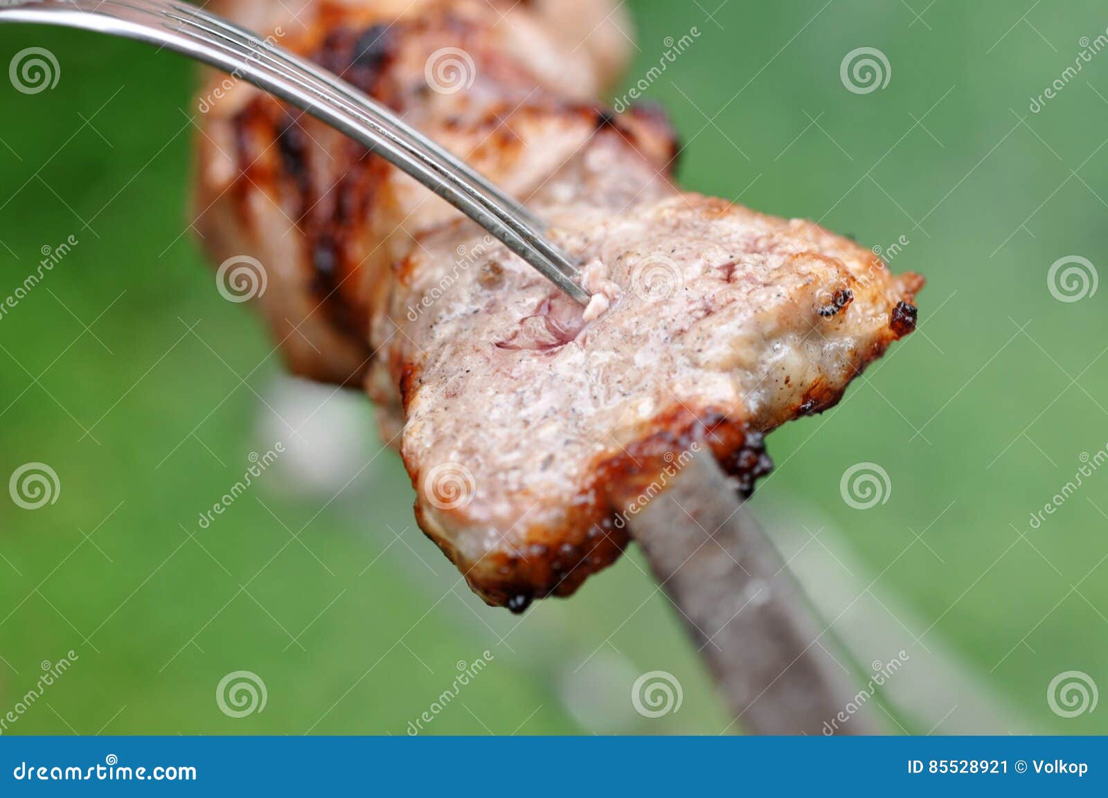 Barbecue Beef Kebabs and Fork Stock Image Image of heat, grill 85528921