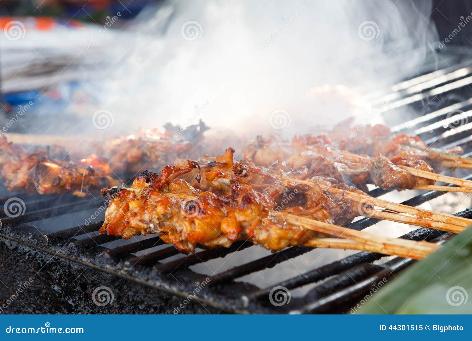 Barbecue with Chicken on Grill Stock Image Image of macro, sausage