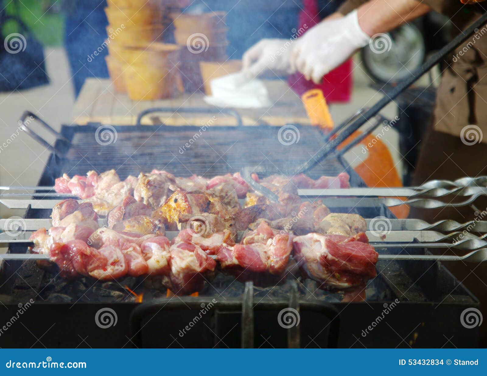 Barbecue cooked on fire stock photo. Image of cooking - 53432834