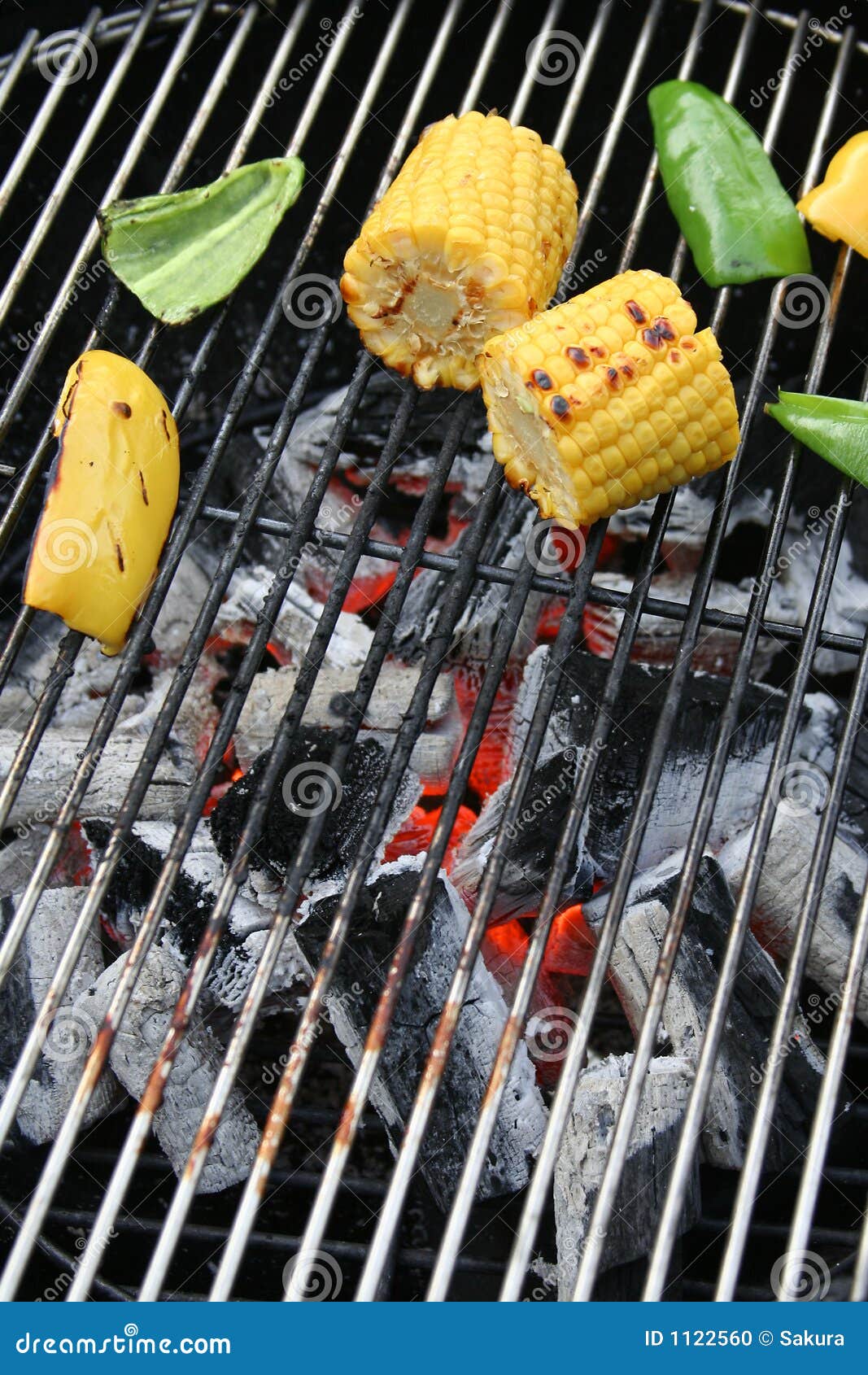 Barbecue Corn and Paprika stock photo. Image of fire, coals 1122560