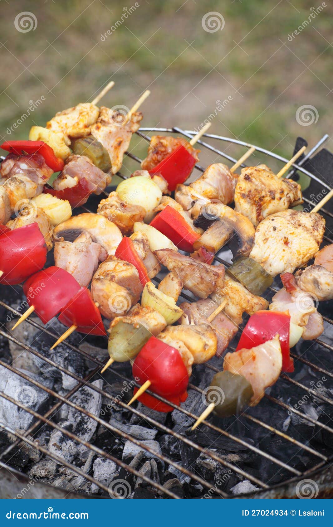 Barbecue with Delicious Grilled Meat on Grill Stock Photo Image of