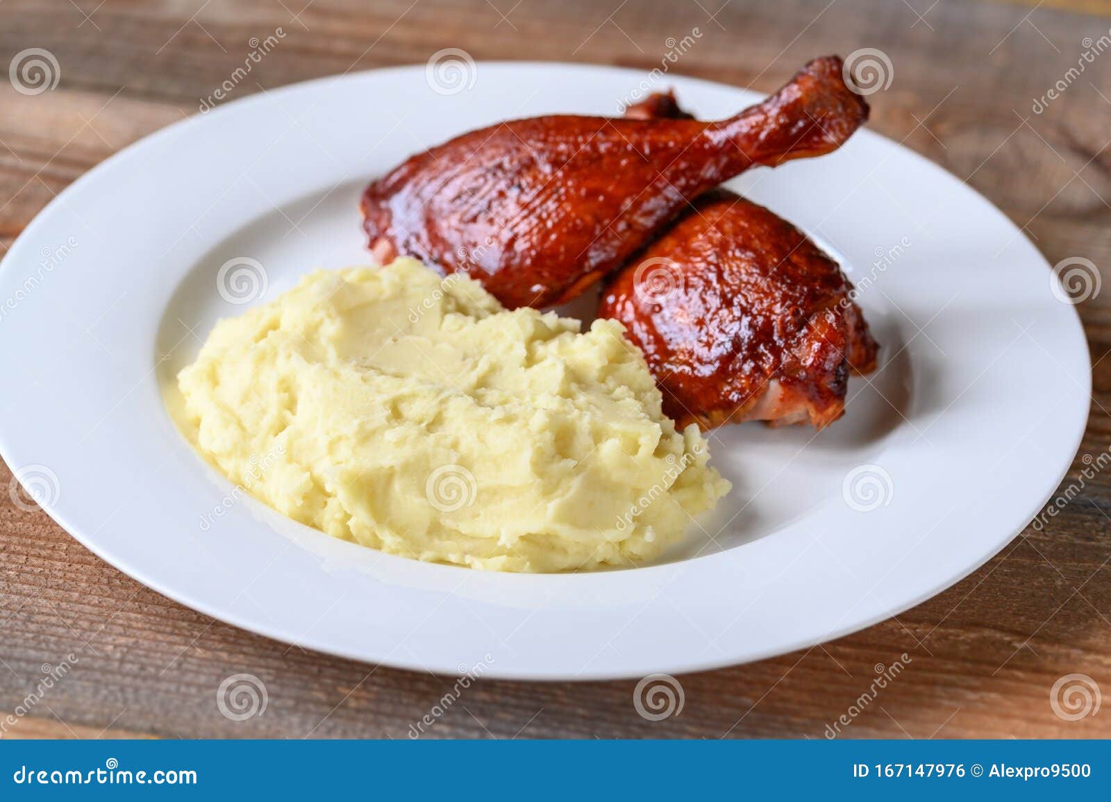 Barbecue Duck Legs with Mashed Potato Stock Photo Image of peking