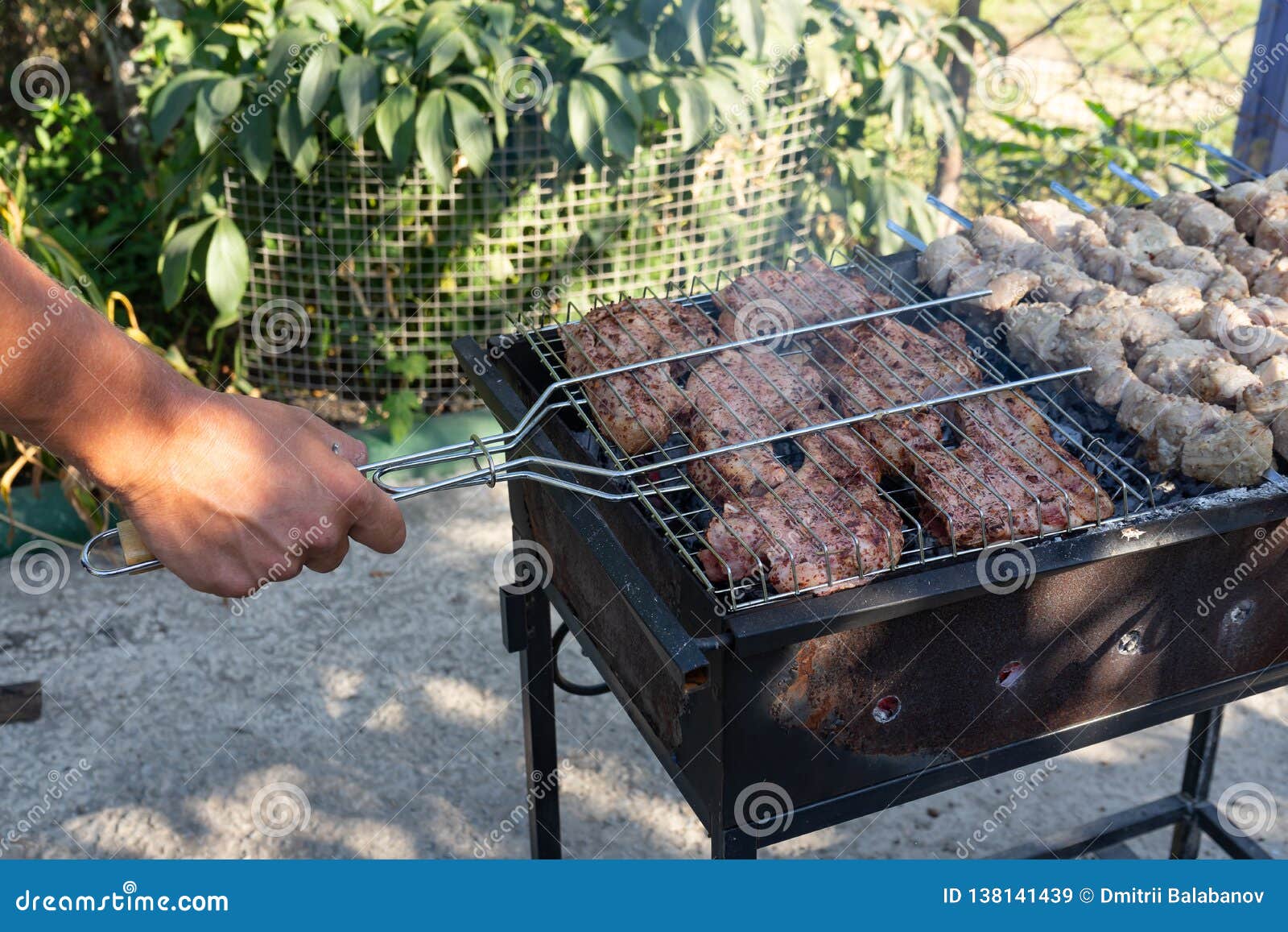 Barbecue on the Grill. Cooking Meat on the Grill. Stock Image Image