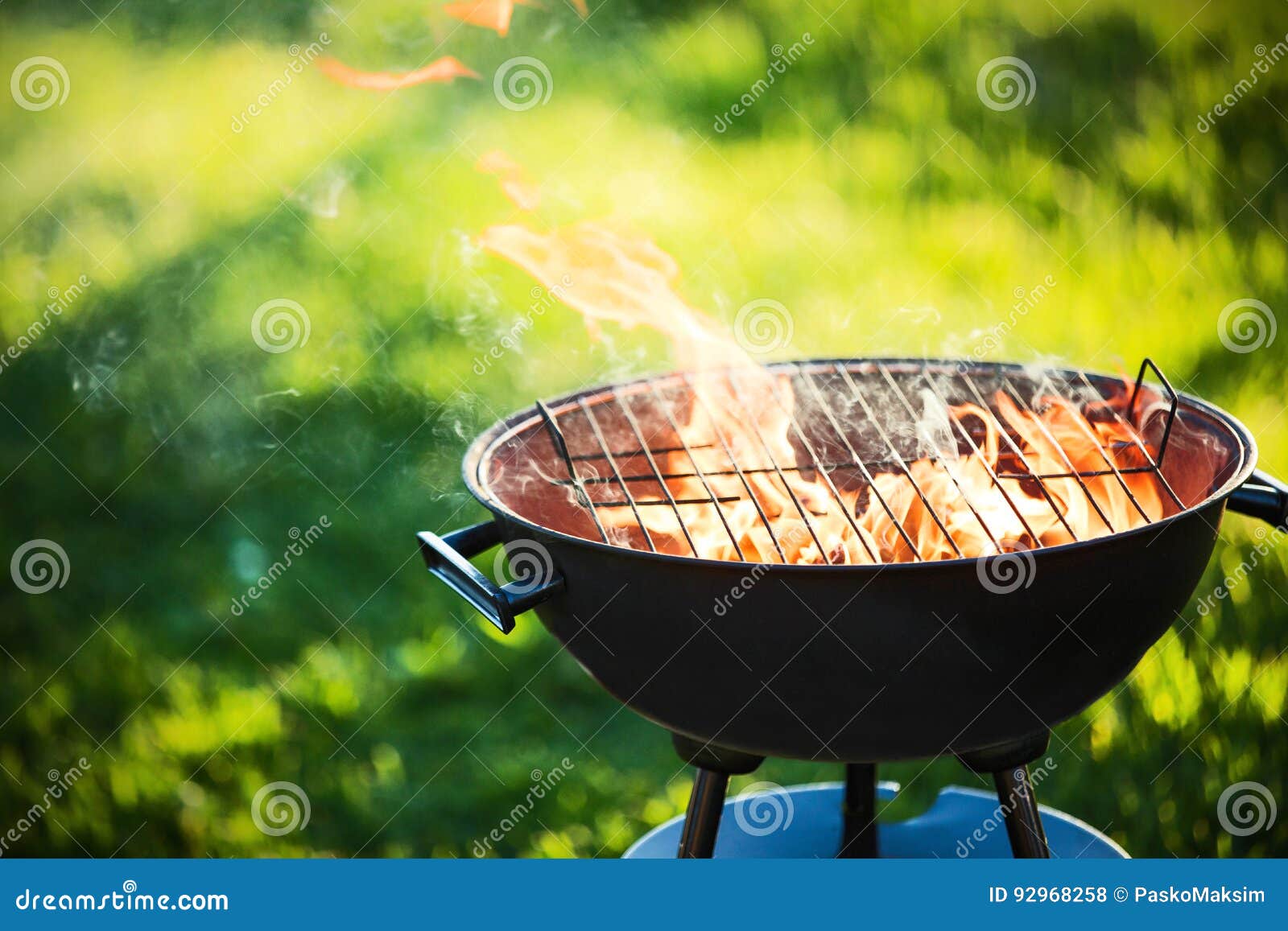 barbecue grill with fire