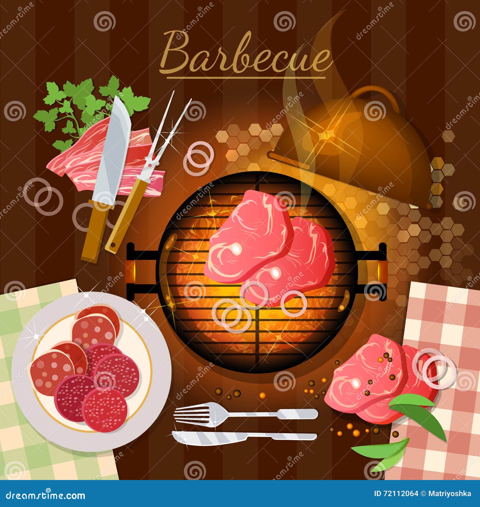 Premium Vector  Set of barbecue party elements grilled meat and  ingredients bbq concept in cartoon style