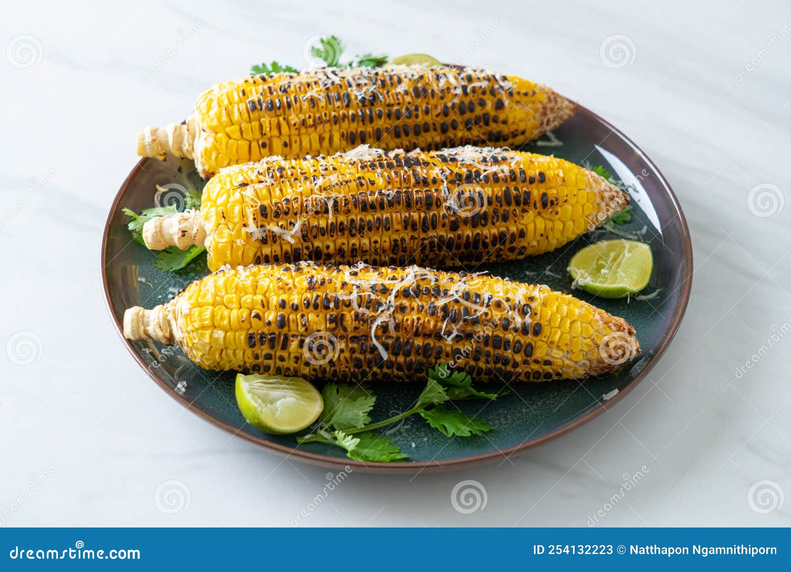 Barbecue and Grilled Corn with Cheese and Lime Stock Image Image of barbecued, grill 254132223