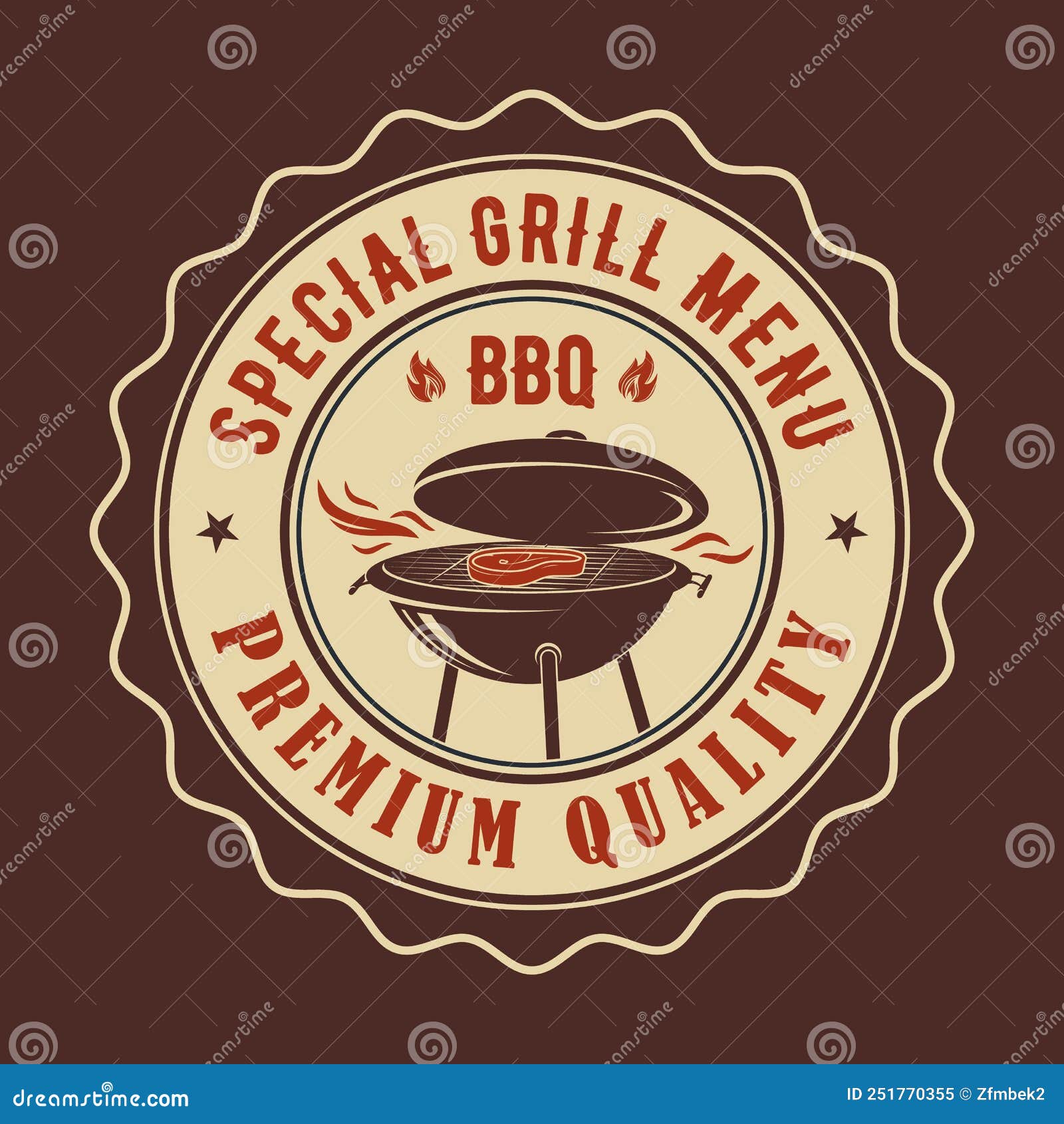 Barbecue Logo with Bbq Grill. Vector Illustration Stock Vector