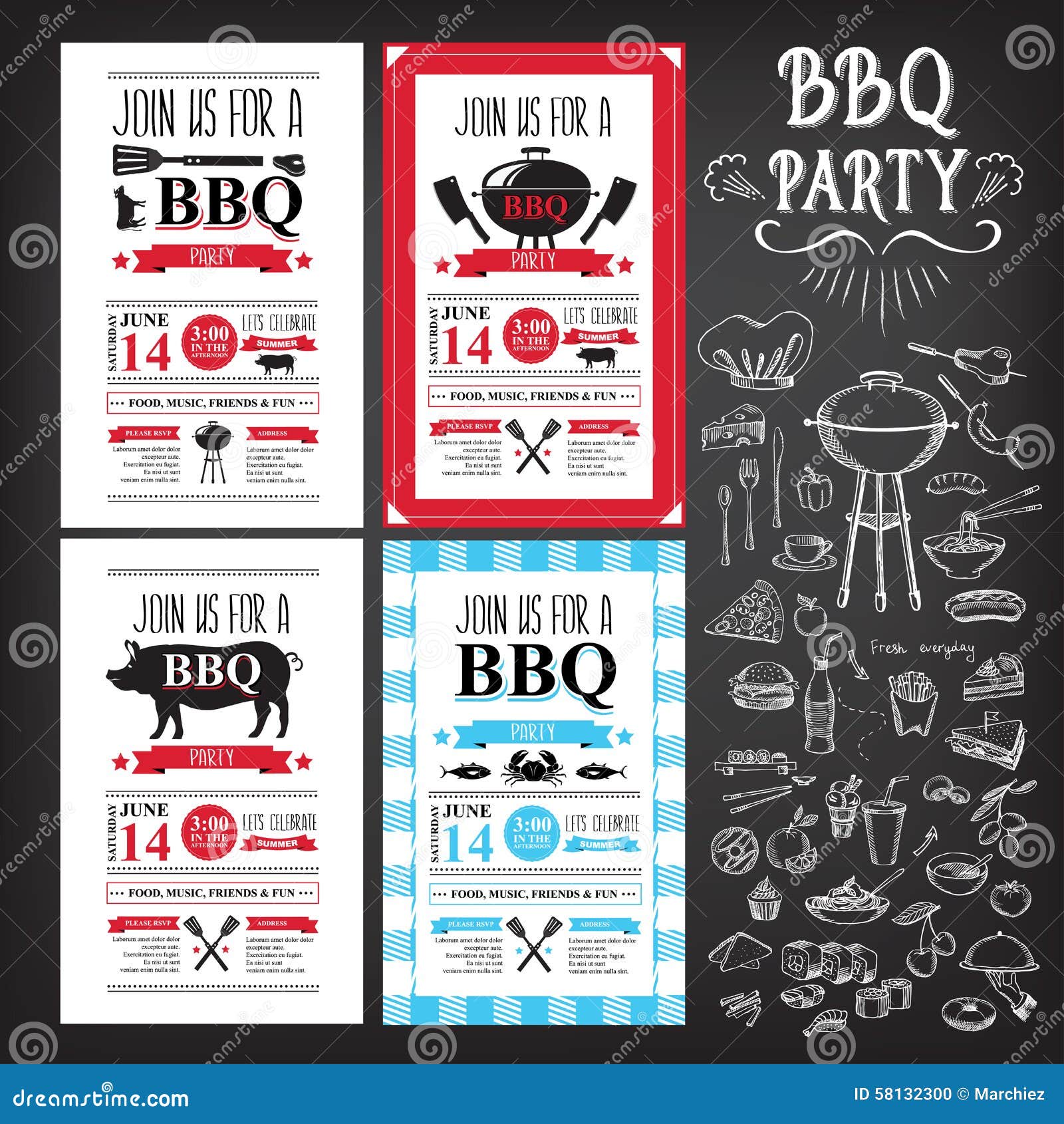 barbecue party invitation. bbq template menu . food flyer.