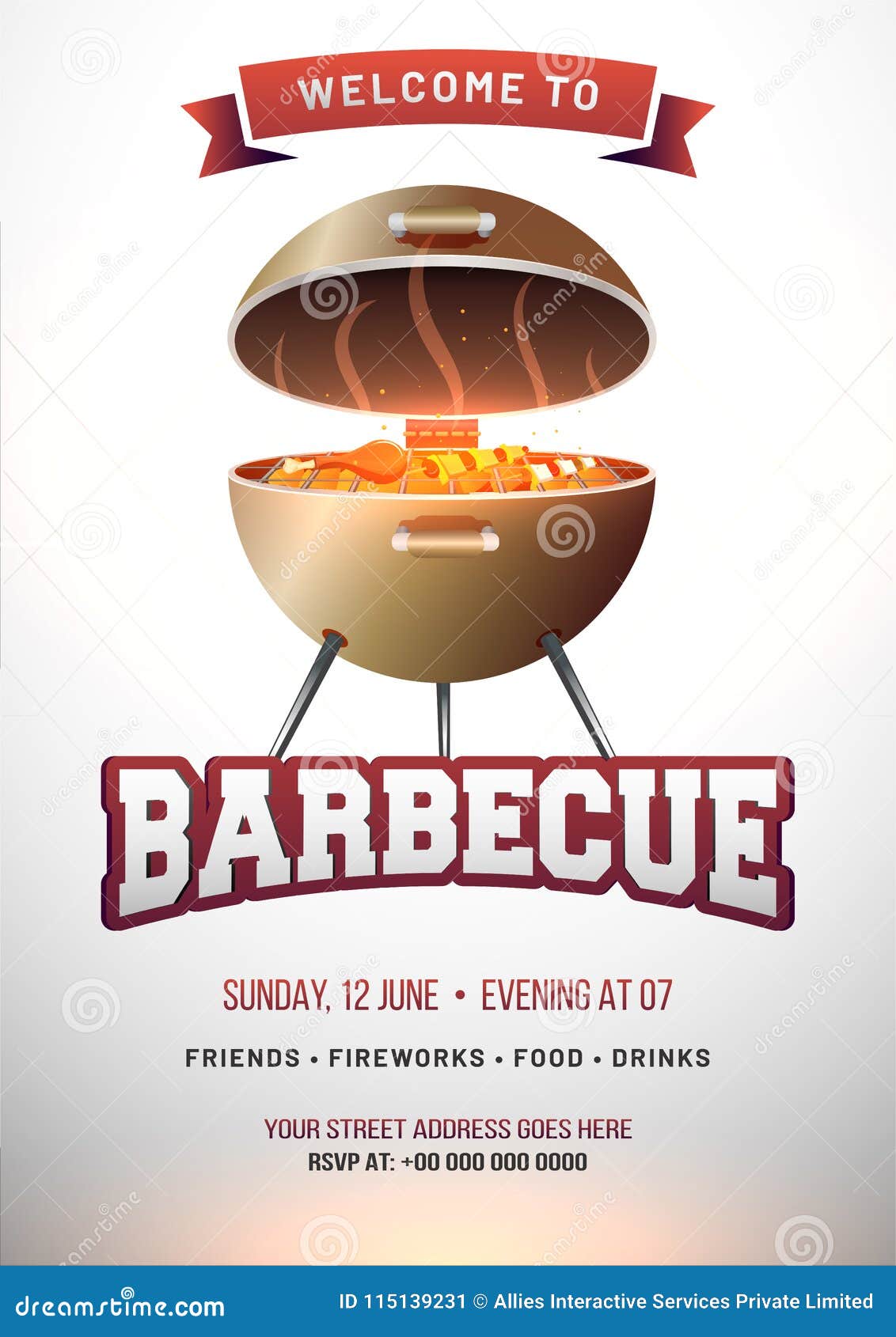 Barbecue Poster, Flyer, Template or Invitation Design. Stock In Free Bbq Flyer Template