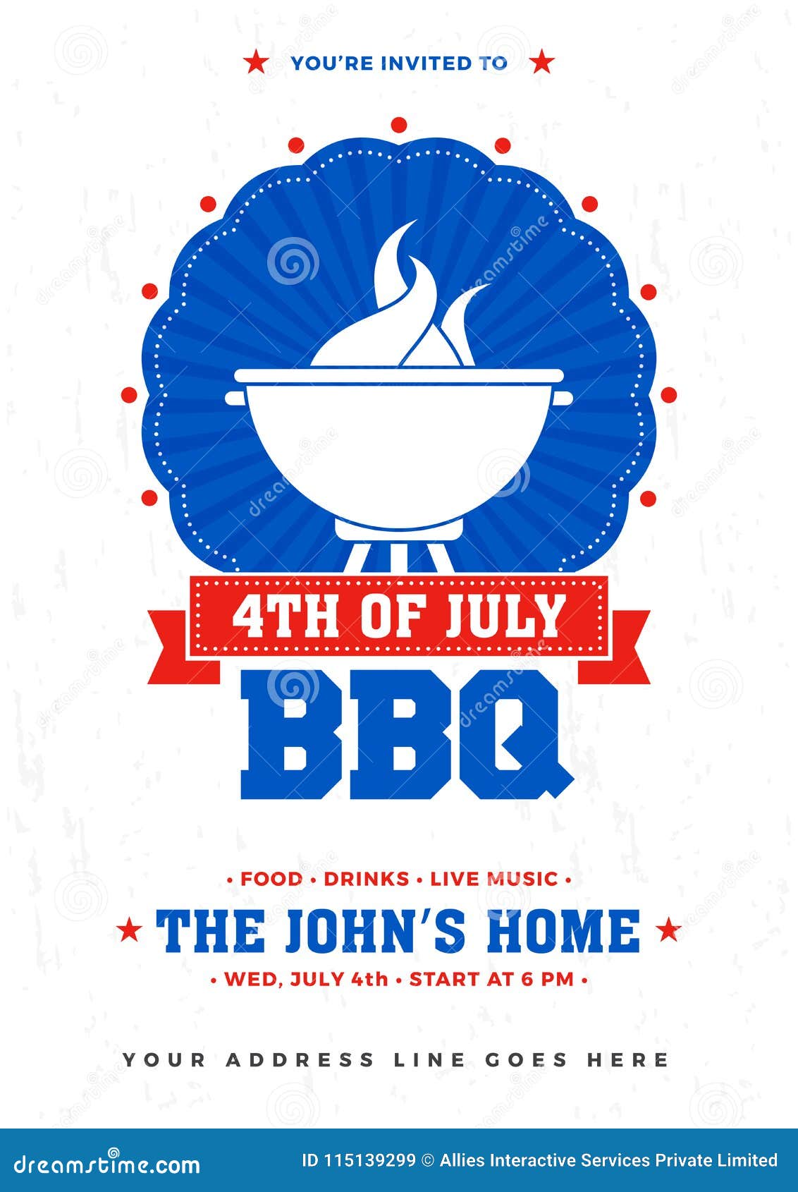 Barbecue Poster, Flyer, Template or Invitation Design. Stock In 4Th Of July Menu Template