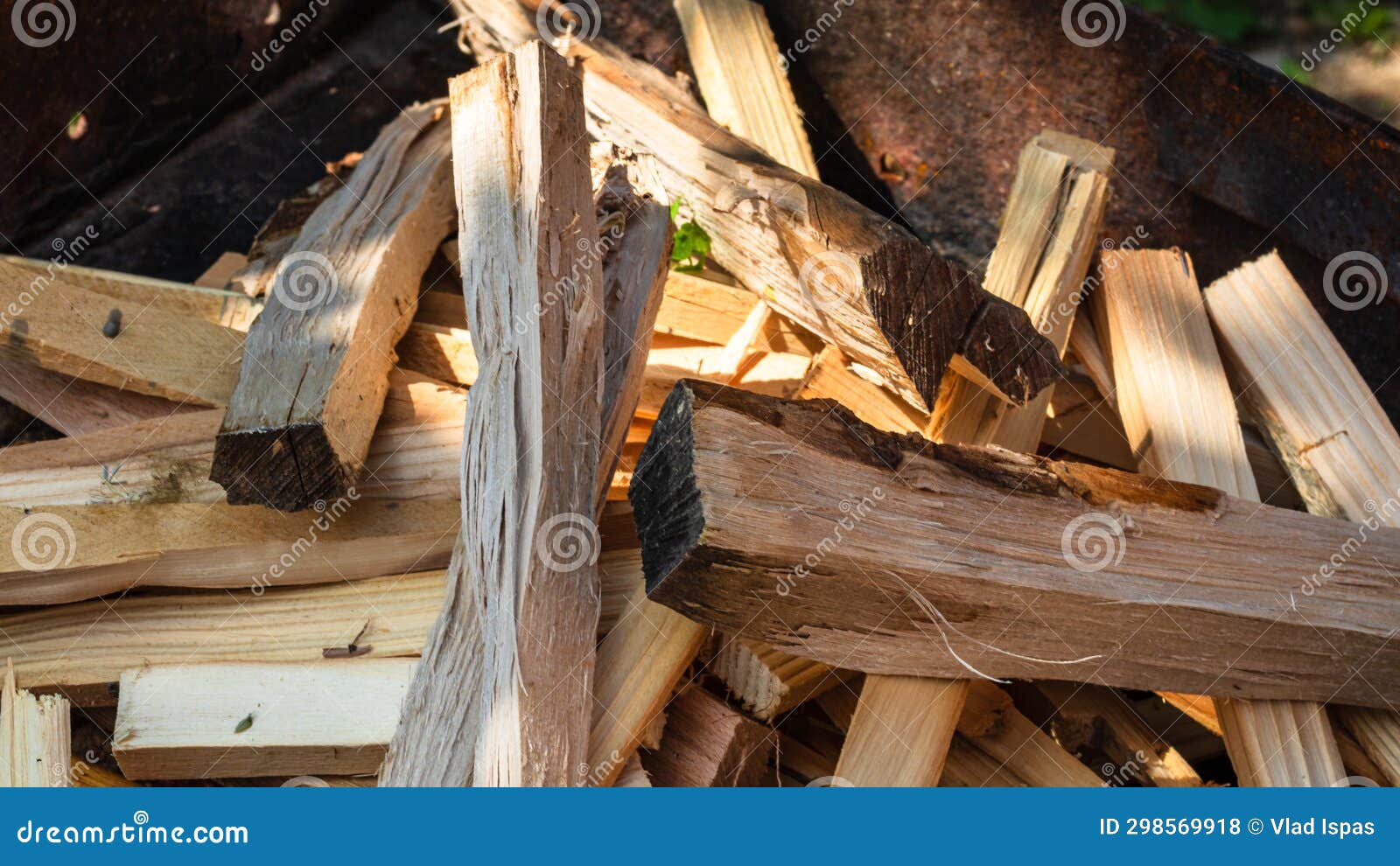 Barbecue Preparation with Burning Wood Chips To Form Coal Stock Photo