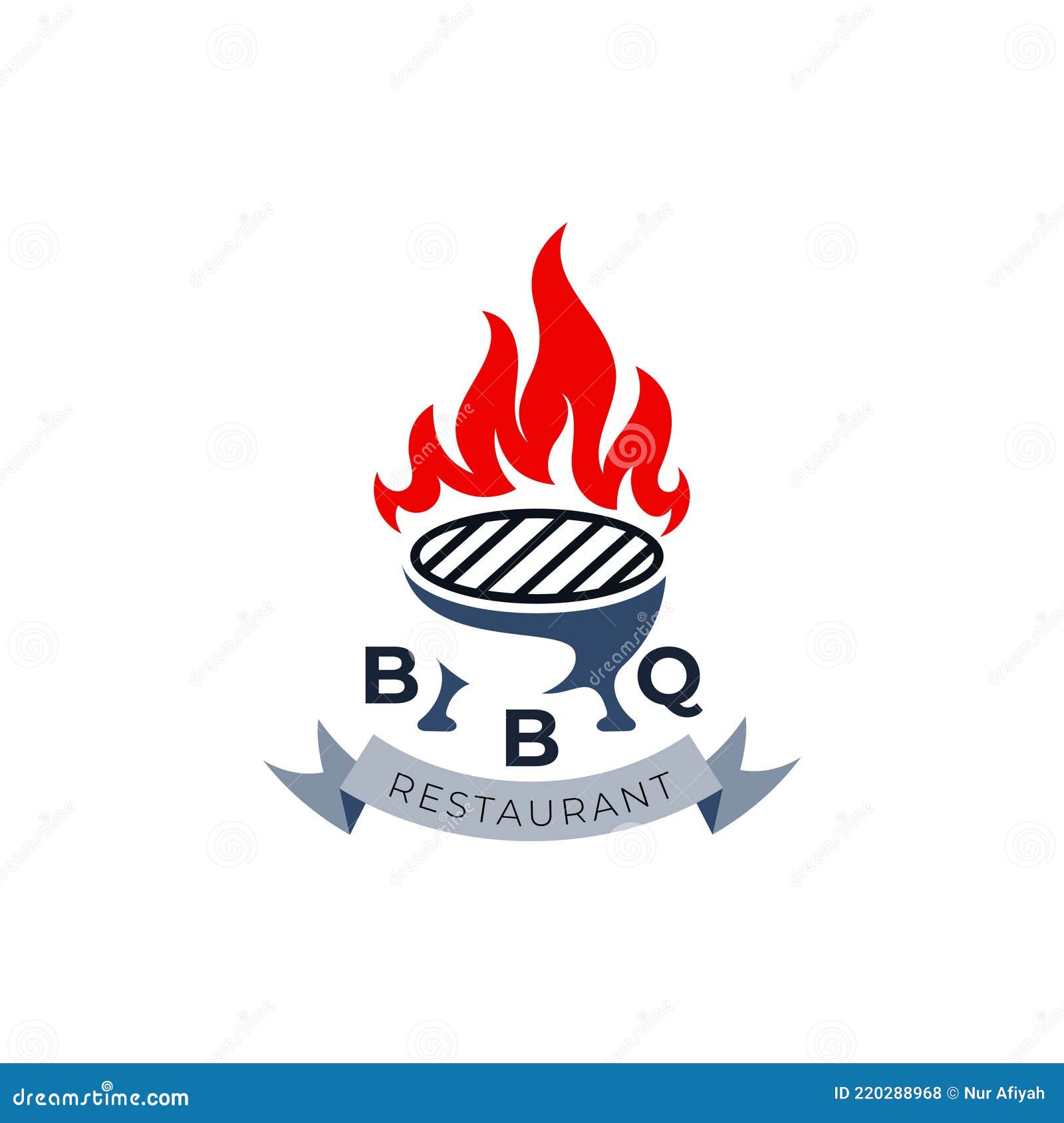 Barbecue Restaurant Logo Concept, Logo of Barbecue Grill and Bar Stock