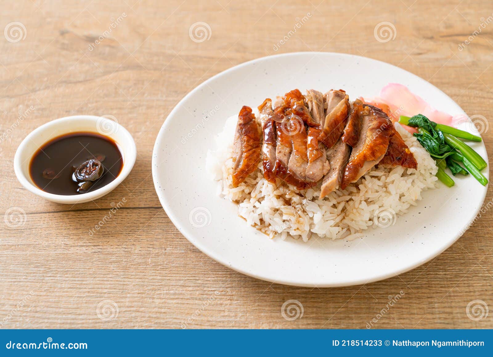 Roasted duck on rice stock image. Image of delicious 218514233
