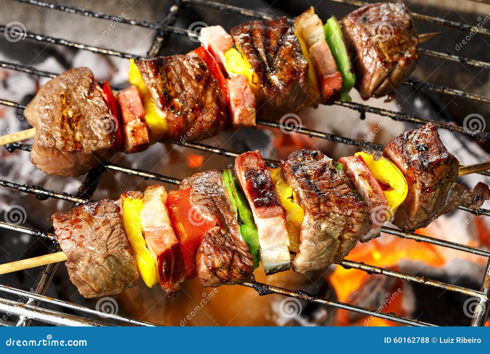 Barbecue on a skewer stock photo. Image of cuisine, nutrition 60162788