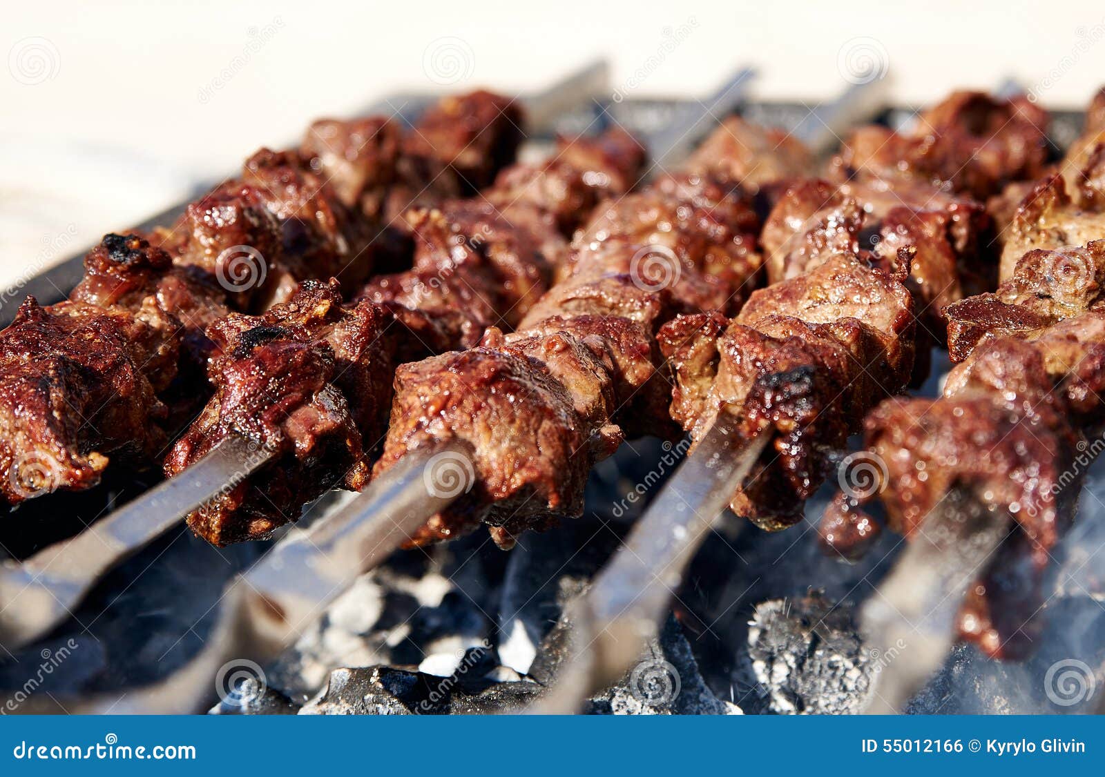 Barbecue skewers with meat stock photo. Image of meal - 55012166