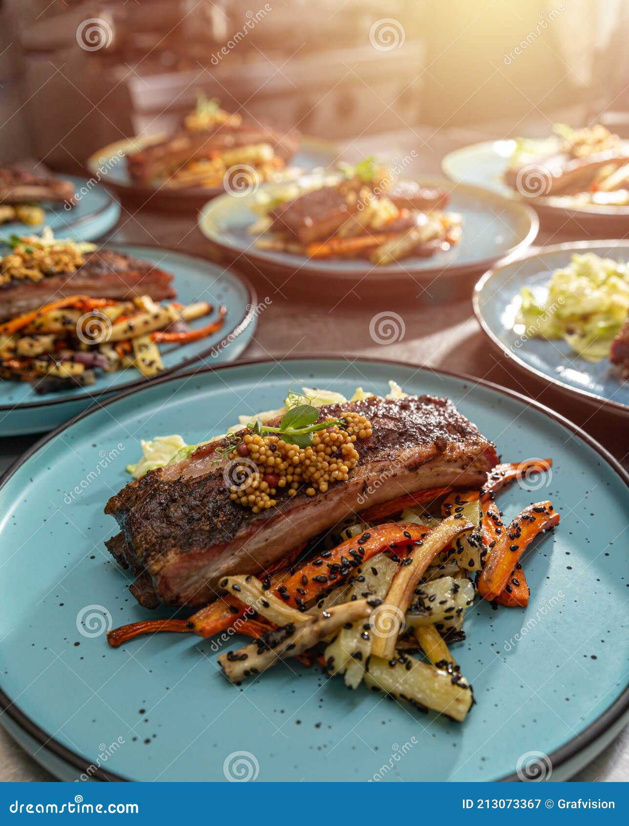 Barbecue smoked ribs plate stock image. Image of marinade 213073367