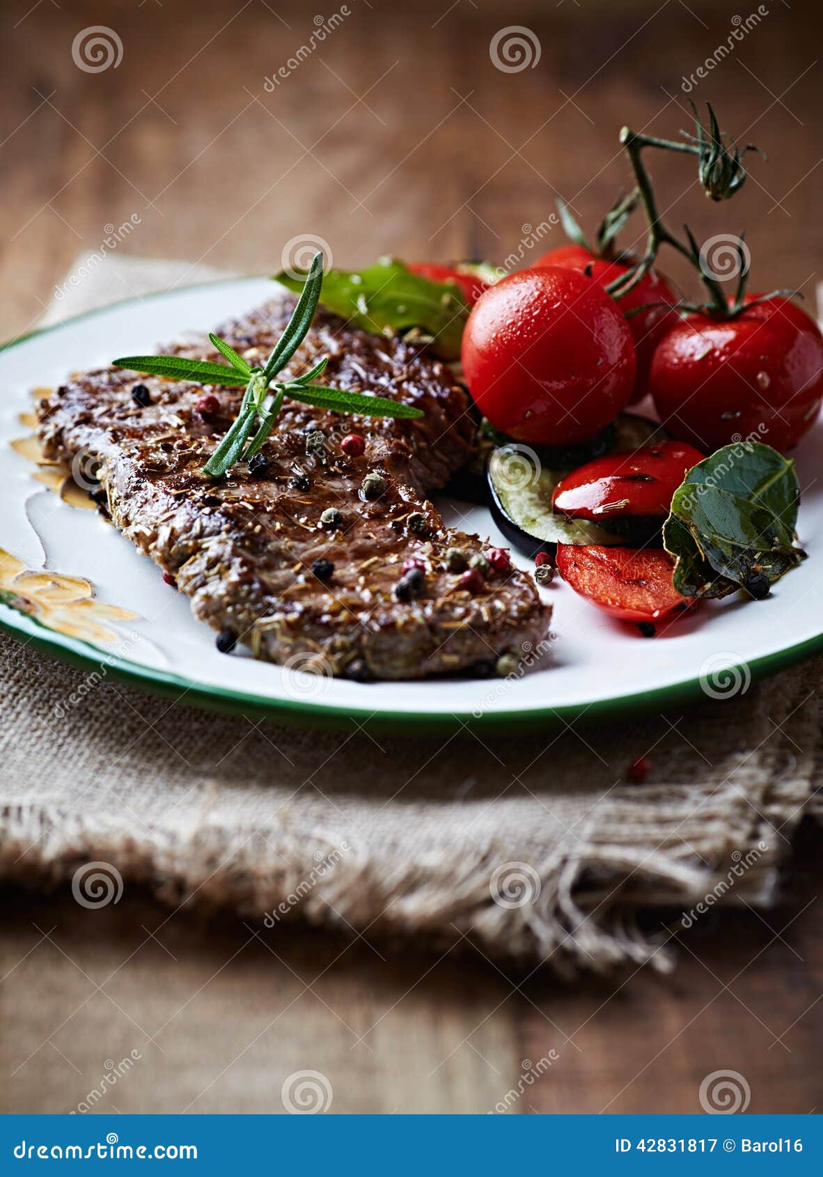 Barbecued Beef with Herbs and Cherry Tomato Stock Image Image of beef