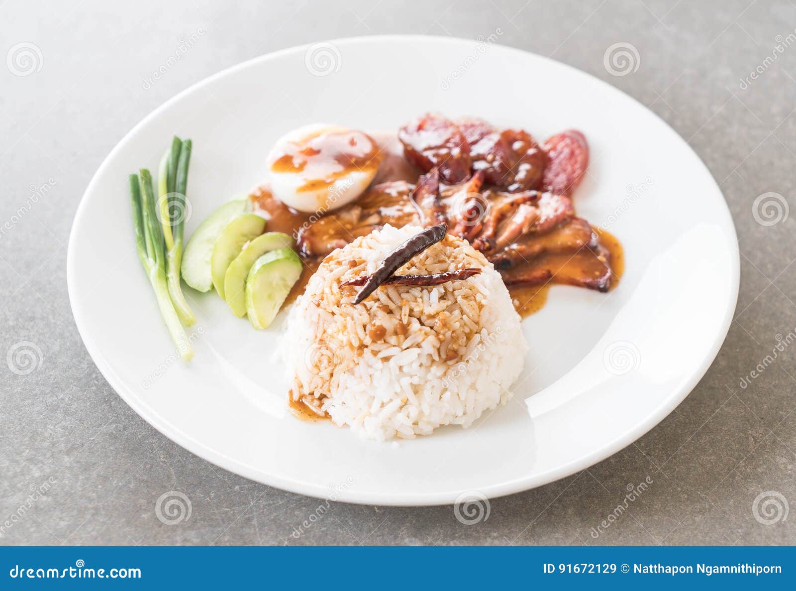 Barbecued Red Pork in Sauce with Rice Stock Image Image of restaurant