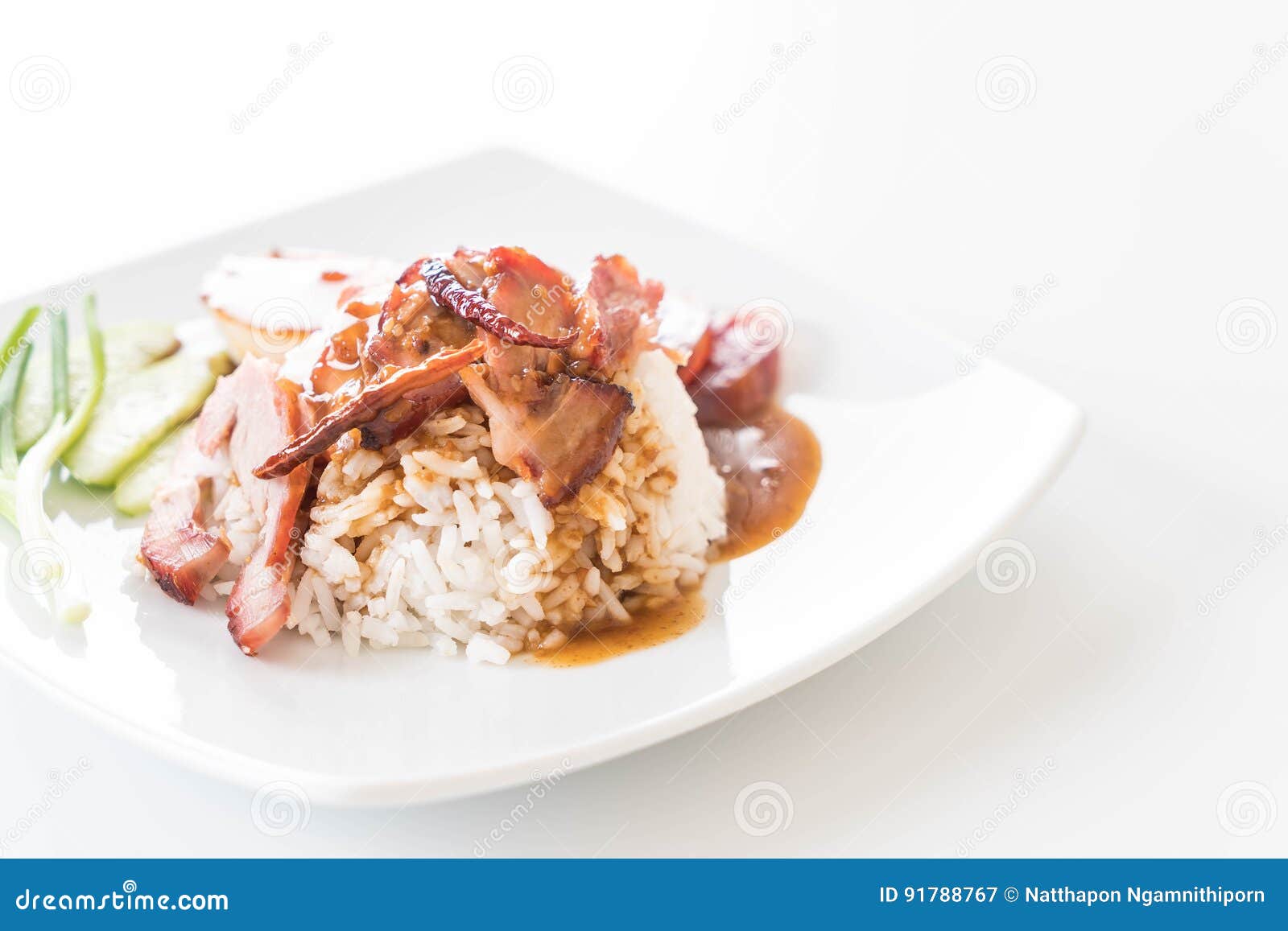 Barbecued Red Pork in Sauce with Rice Stock Image Image of cuisine