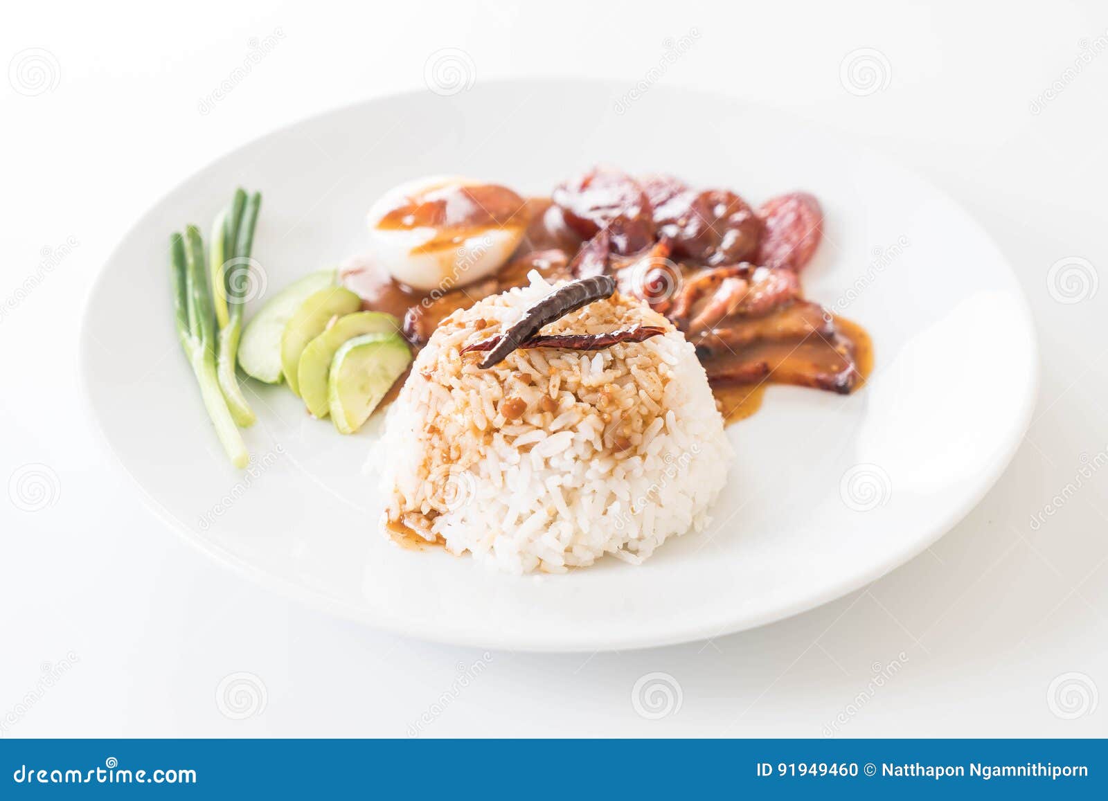 Barbecued Red Pork in Sauce with Rice Stock Photo Image of fried