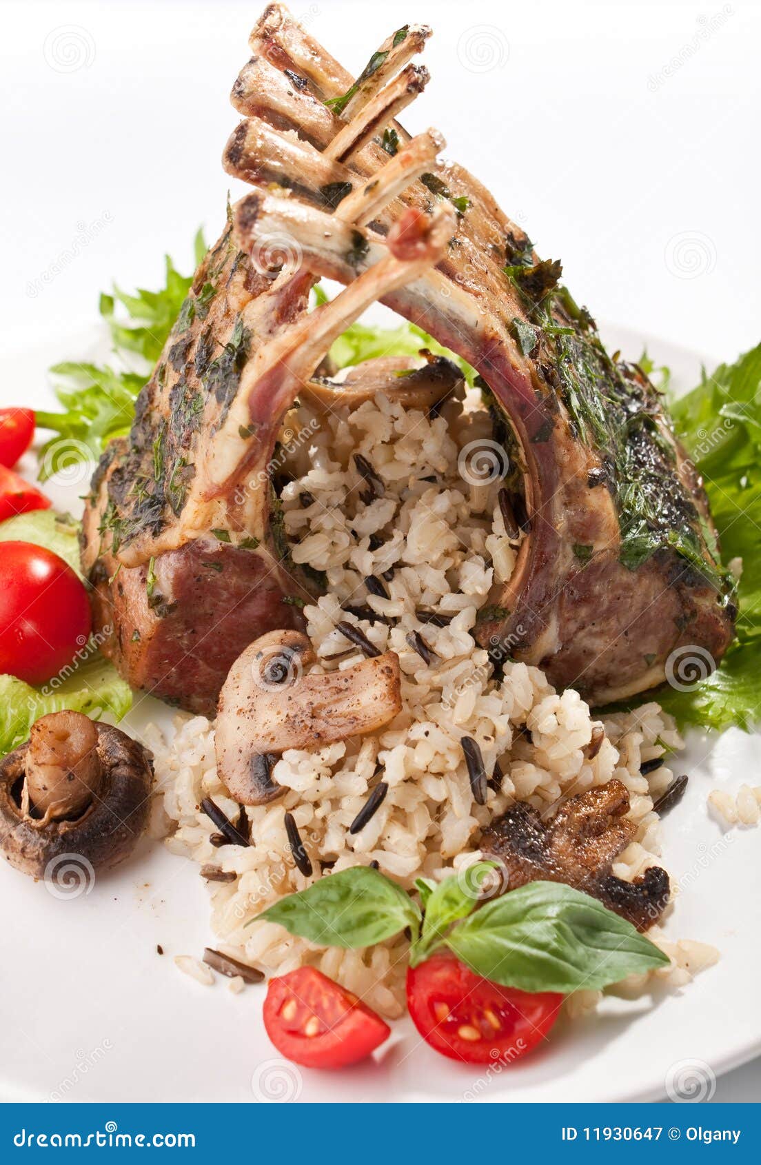 Barbecued ribs with rice stock image. Image of closeup 11930647