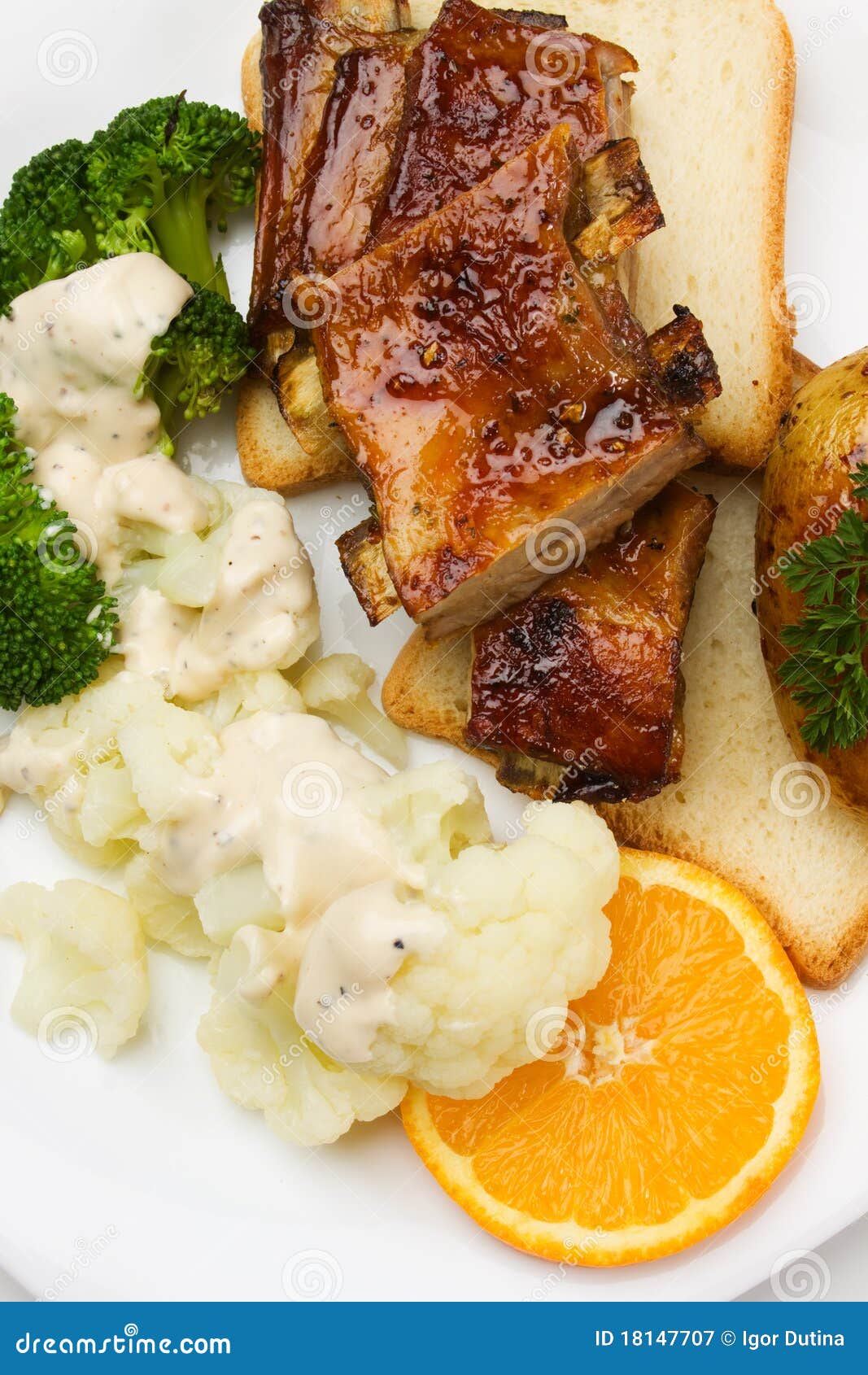 Barbecued Ribs with Vegetables Stock Image Image of vegetable, food