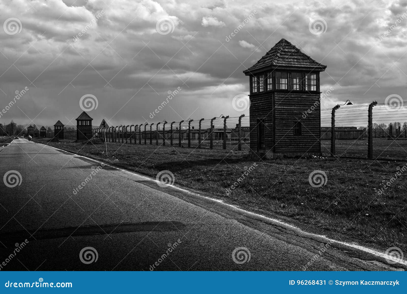 Barbed Wire Around a Concentration Camp. Shed Guard in the Background  Editorial Photo - Image of electric, adolf: 96268431
