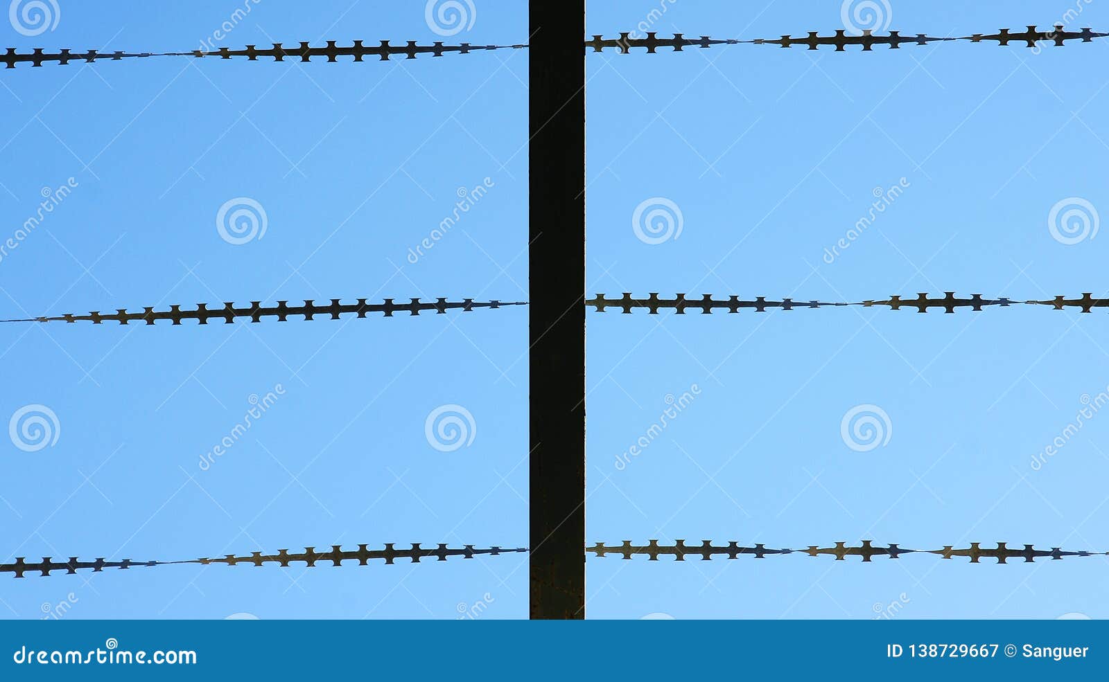 Barbed Wire with Concertinas Against the Sky Stock Image Image of