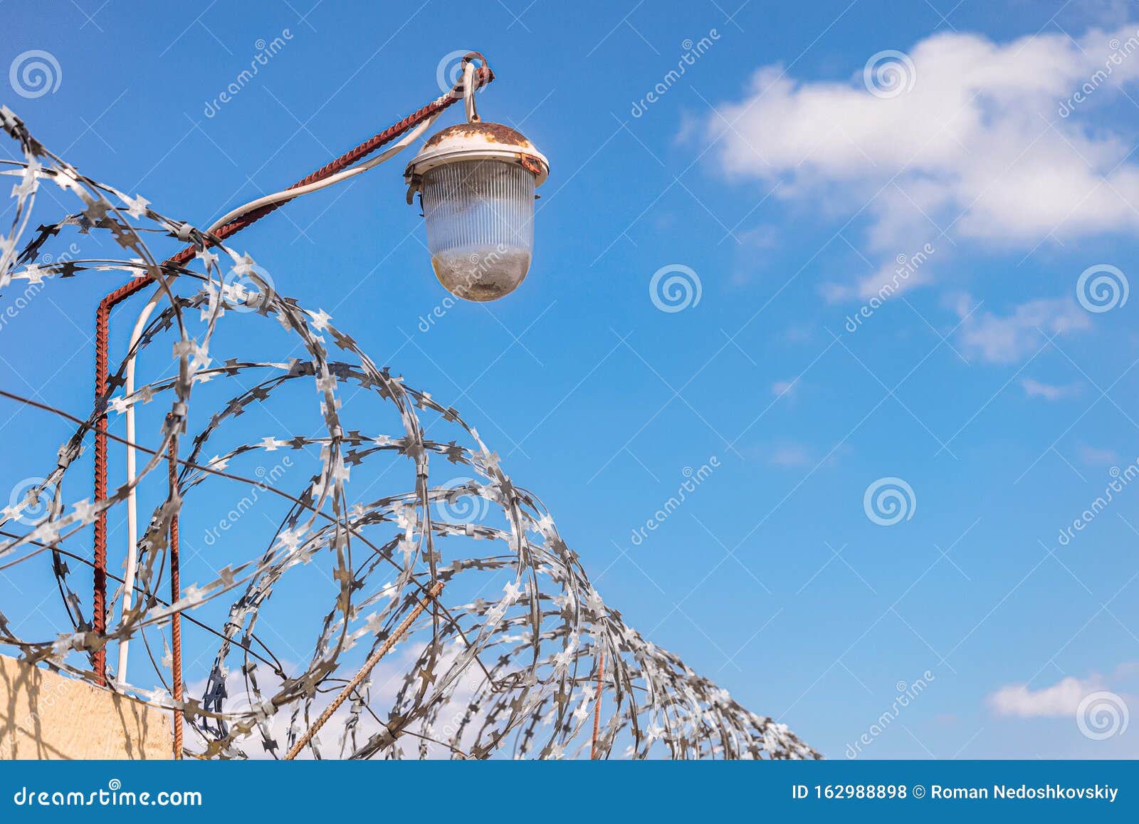 barbwire on a blue sky background