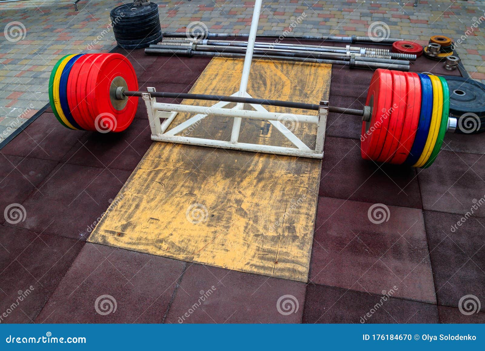 Barbell on the Floor in Gym Stock Photo Image of barbell, dumbbell