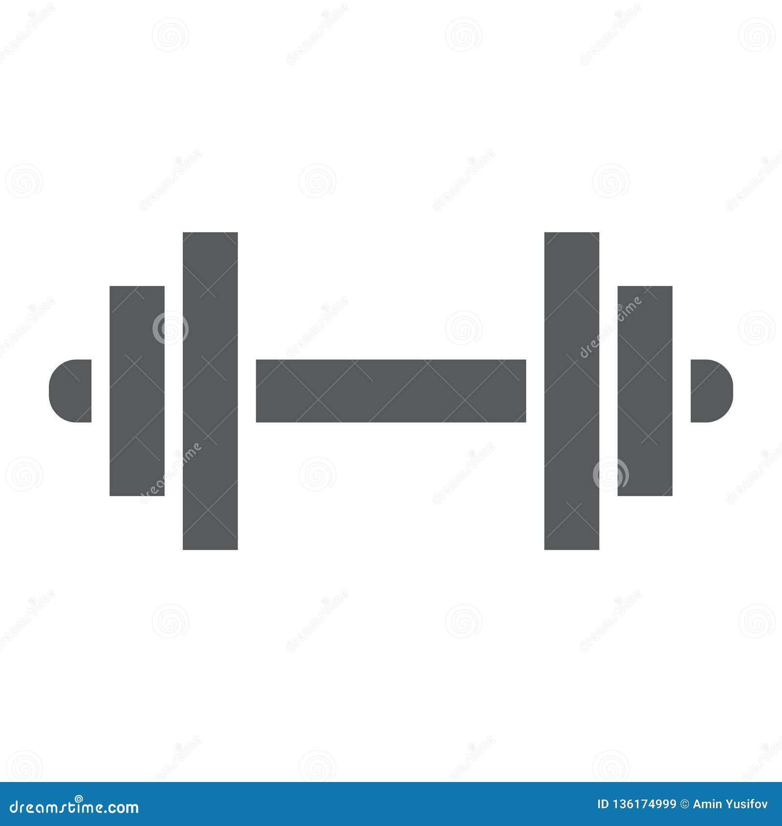 Barbell Glyph Icon, Sport and Equipment, Dumbbell Sign, Vector Graphics