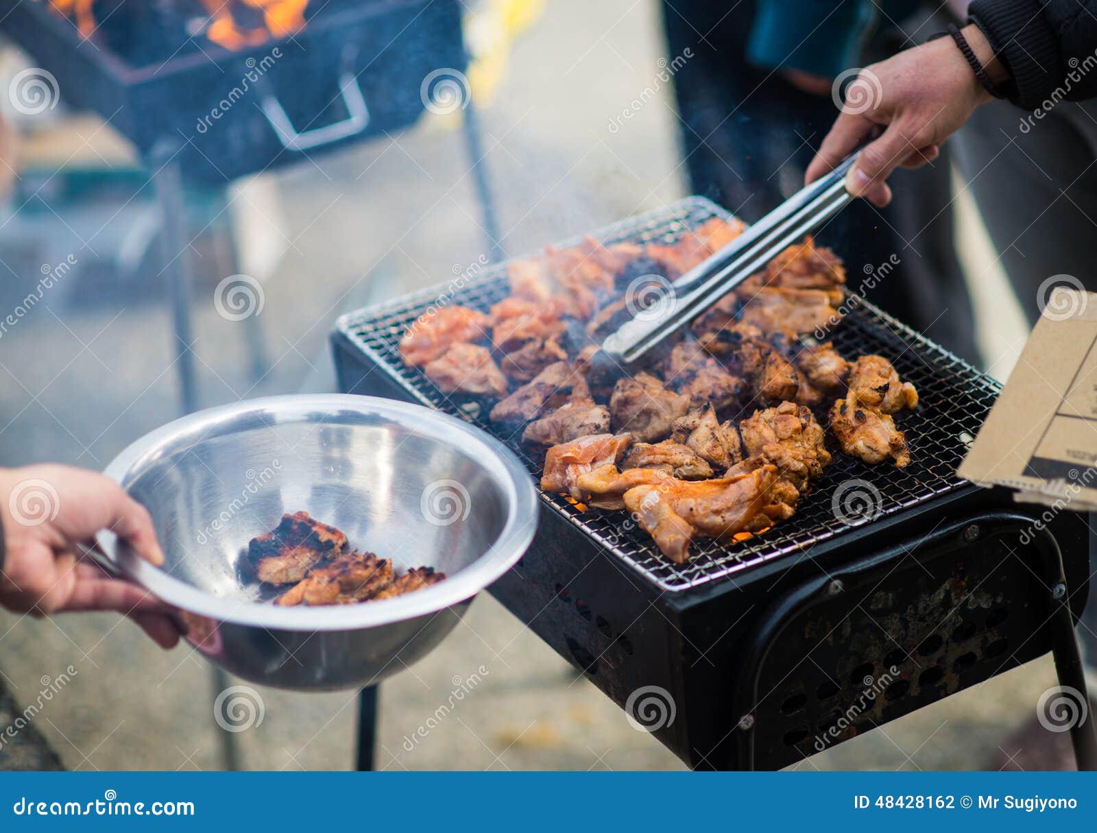 Barbeque meat stock photo. Image of gather, beautiful 48428162