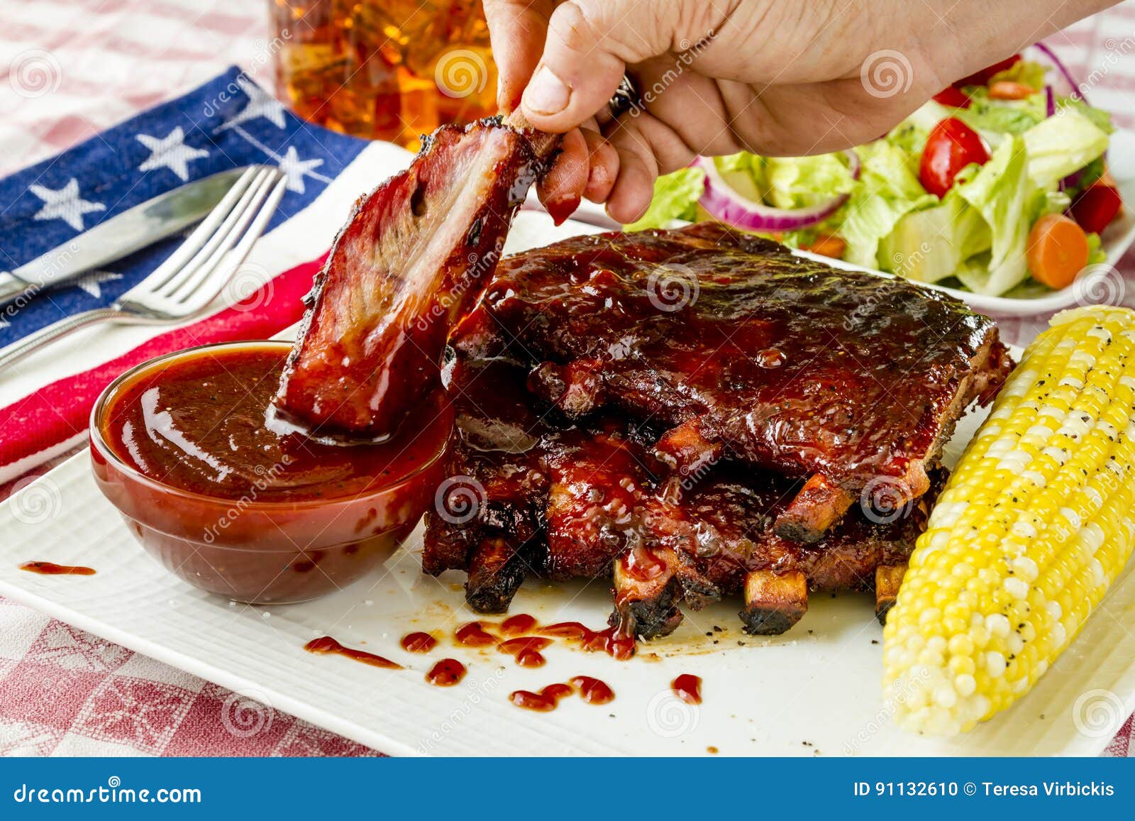 Barbeque Racks of Ribs with Sauce Stock Photo Image of crispy, picnic 91132610
