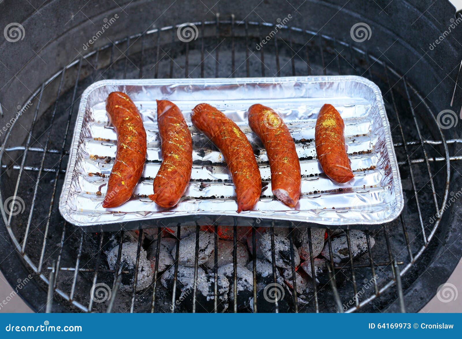 Barbeque Sausages on a Grill Stock Image Image of wood, barbeque