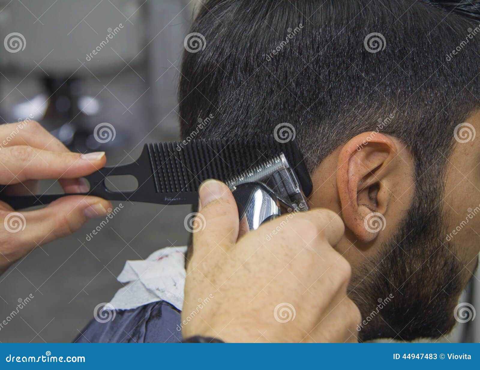 Barber cutting hair stock image. Image of customer, client 44947483