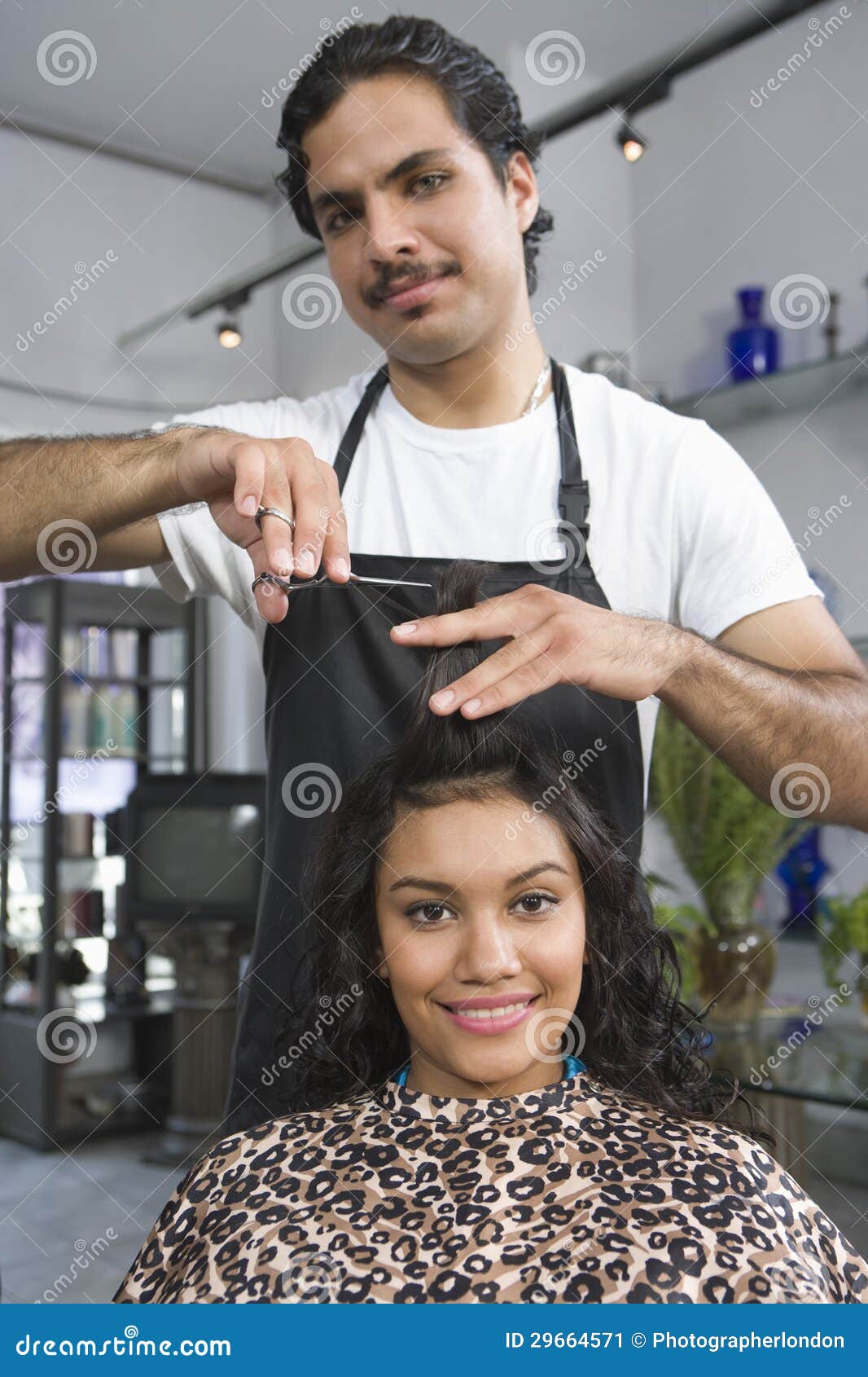  Barber  Cutting  Woman  S Hair  Stock Image Image of sitting 