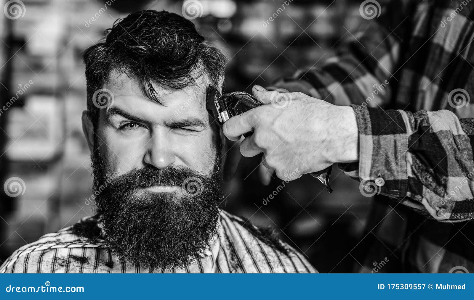 Barber Making Haircut Using Machine and Comb. Barber Shop Stock Image ...