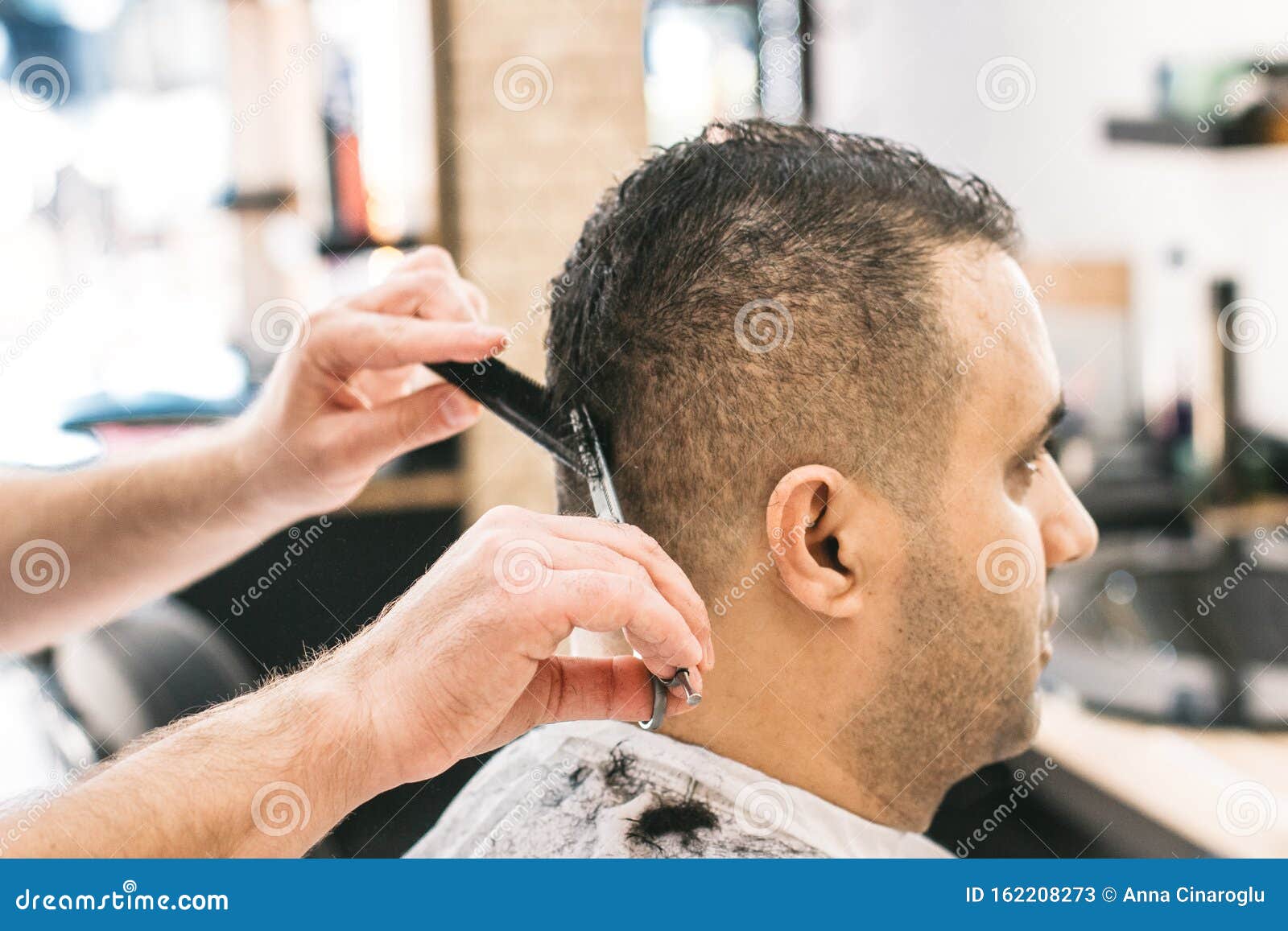 Barber Making Stylish Haircut with Professional Scissers in Barber Shop. Hair  Cut for Turkish Man Stock Image - Image of beauty, hair: 162208273
